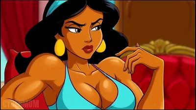 Aladdin and queen Jasmine make Shameful dreams to the Genie. cartoon pornography Parody.