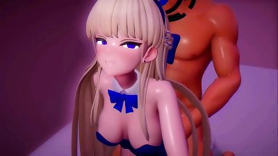 Blue Archive Toki hentai Bunny chick Playboy blow-job and lovemaking blonde chick MMD 3 dimensional Blue Ribbon (CLIP)