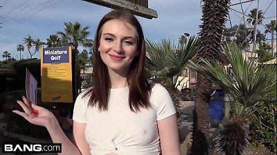 Maya Kendrick amateur teenage shows fur covered pussy on Mini-Golf rendezvous